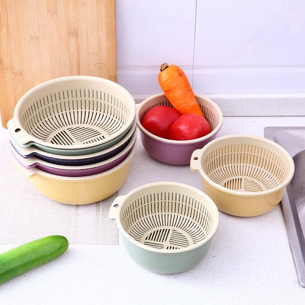 2in1 Kitchen Drain Basket Fresh Vegetable Double Layer Drain Basket  Kitchen Tools