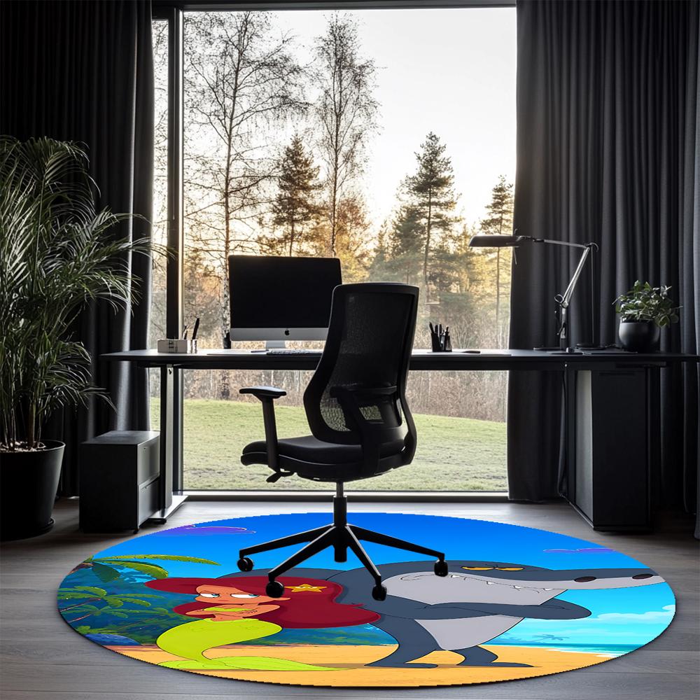 Tappeto Rotondo Stampato Zig & Sharko Tappeto per Sedia Tappeto per Area Tappetini per Ingresso, per Sedia da Ufficio Soggiorno Camera da Letto Cucina.