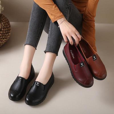 Frühlings-Leder-Komfortschuhe für Frauen mittleren und höheren Alters - Weiche Sohle, niedrig geschnitten, lässige Outdoor-Slipper