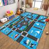 Kids Play Rug with Road Map City Scene Pattern Non Slip Educational Floor Mat for Children's Room Playroom Decor