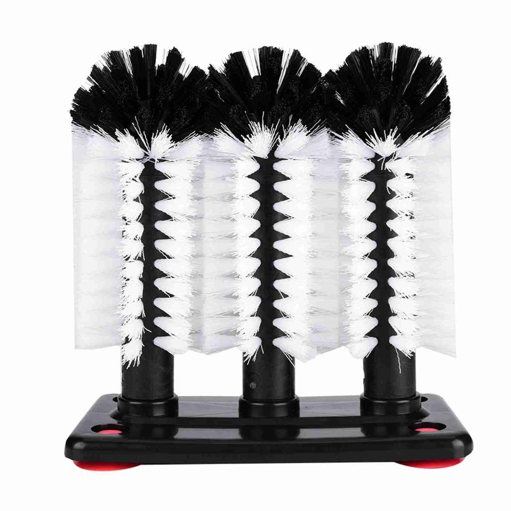 

Black Cup Cleaning Brush Round Base Bottle Brush Kitchen Tools Glass Washer Bar Counter
