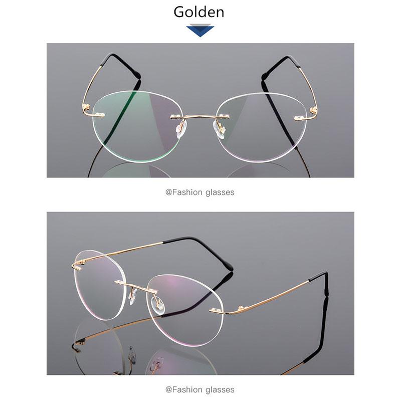Titanium Alloy Framless Oval Myopia Glasses Finished Women Men Ultra-Light Rimless Prescription Eyeglasses 0 -0.5 -0.75 To -6.0