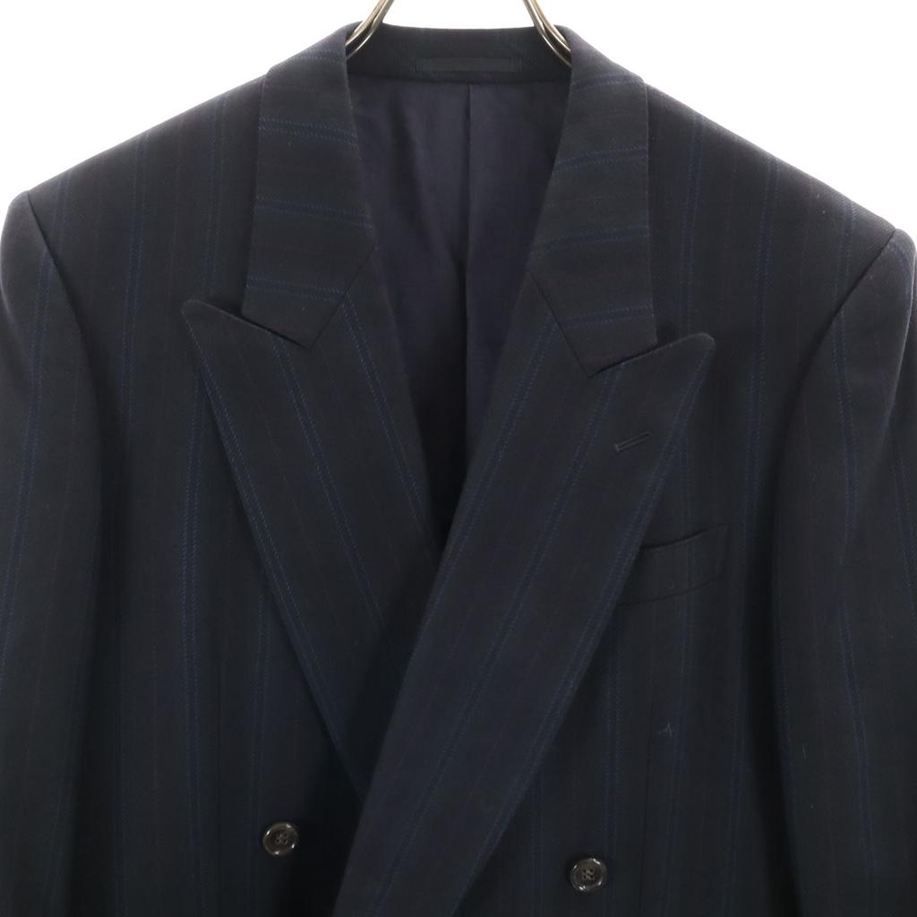 Lanvin 80er 90er Seiden-Woll-Mischung alte Streifen maßgeschneiderte Jacke R46-44 Marineblau Herren Gebraucht