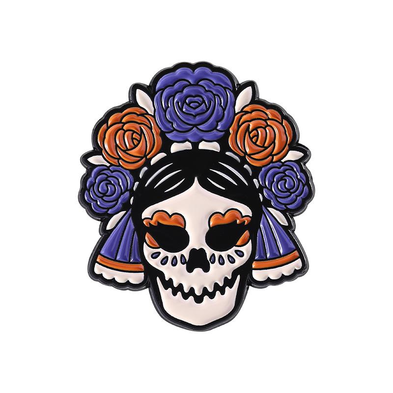 

De Los Muertos La Mexican Festival Enamel Pins Custom Skeleton Catrina Brooches Lapel Badges Clothes Gothic Jewelry Gift Friends