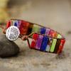 Colorful Emperor Stone Leather Hand-Woven Bracelet, European and American Style Leather Bracelet