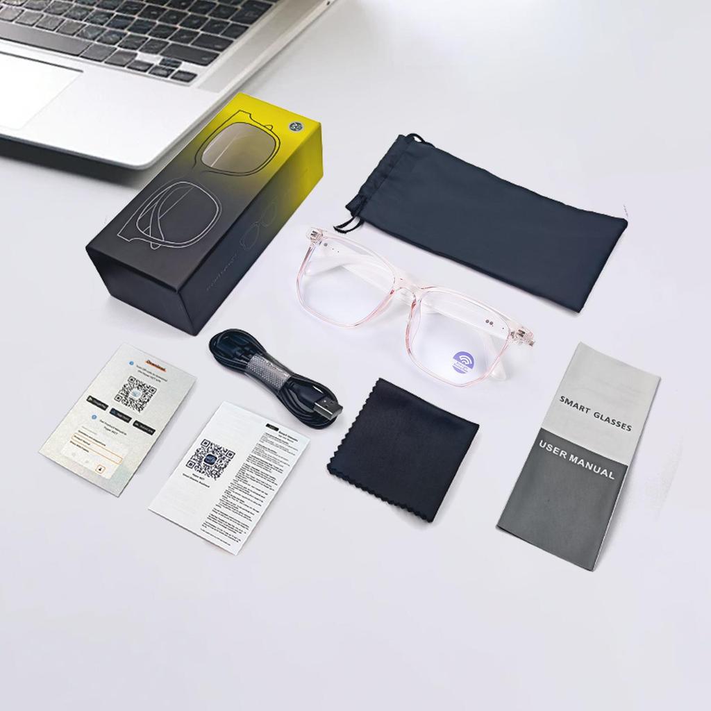 Smart Bluetooth Polarized Sunglasses with UV Protection, Anti-Blue Light, Music & Call Features, Transparent, Replaceable Lenses