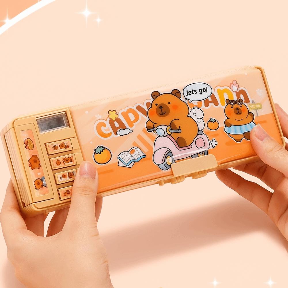 Multifunctional Capybara Pencil Case Cartoon Double Layer Pen Box  Students