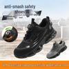 Lace-Free Men's Anti-Smash, Anti-Puncture, Breathable Safety Work Shoes with Rotary Button