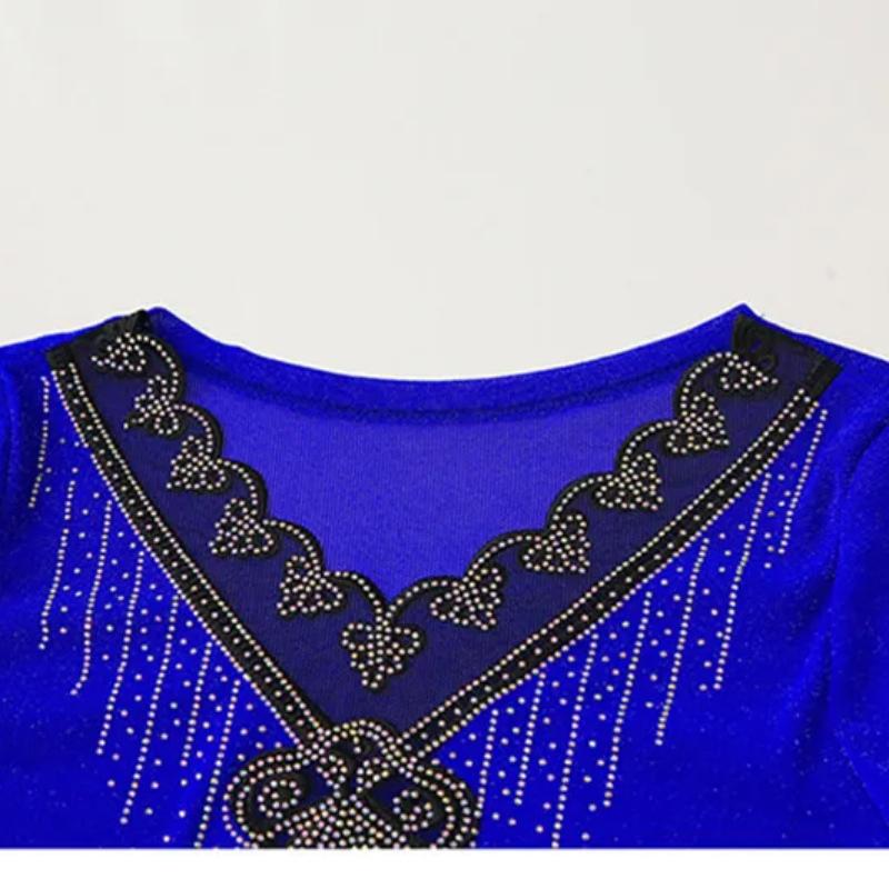 Summer Fashion Sexy V-neck Girl T-shirt Clothes Shiny Hot Diamond Flare Sleeve Mesh Tees High Quality Women's Tops