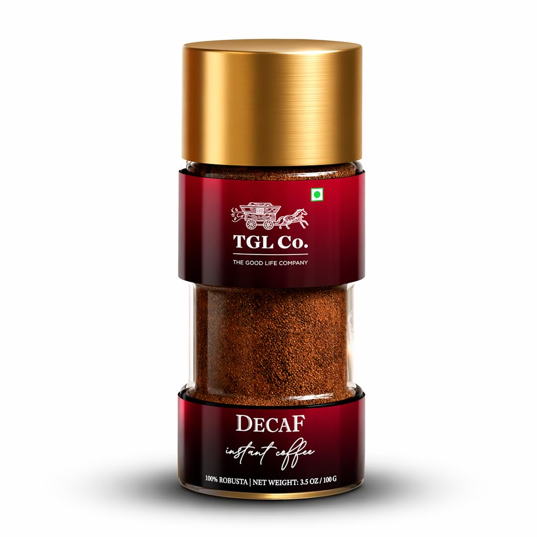 TGL Co. Decaf Premium Spray Dried Instant Coffee (100G) | 100% Robusta | Decaffeinated | Sleep-friendly, non-addictive, wellness coffee.