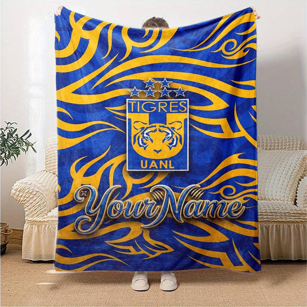 Name Custom Tigres UANL Logo Print Flannel Blanket High Quality Warm Comfortable Cover for All Seasons Perfect for Gifts Home Decor