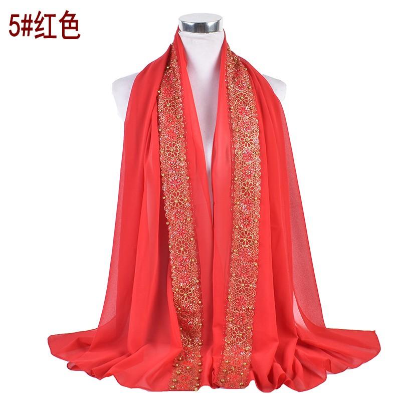 2023 Summer New Solid Color Hot Diamond Sequins Steel Ball Chiffon Baotou Scarves and Scarves In Stock