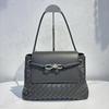 Cross-border Silver Butterfly Buckle Leather Woven Flip Briefcase Men's and Women's Same Hand-held Messenger Bag Commuter Messenger Bag