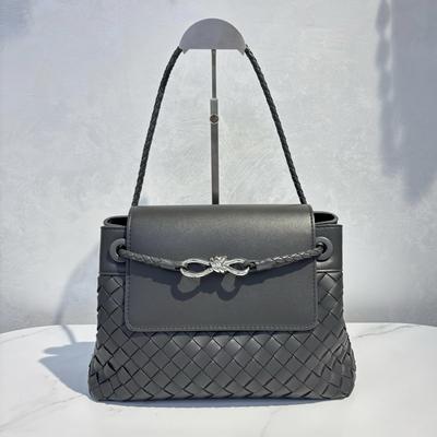 Cross-border Silver Butterfly Buckle Leather Woven Flip Briefcase Men's and Women's Same Hand-held Messenger Bag Commuter Messenger Bag