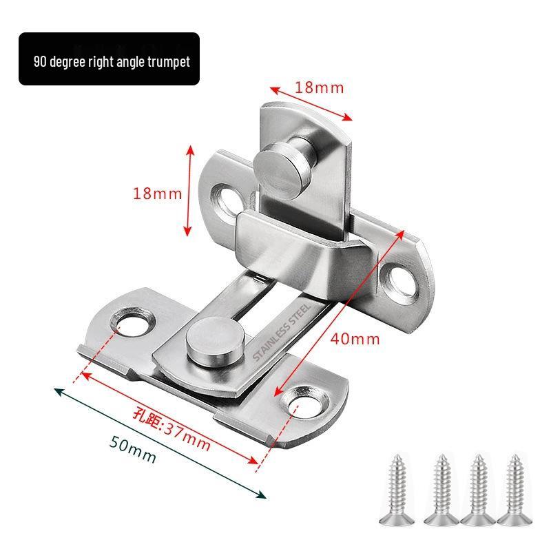 Stainless Steel 90° Right Angle Door Latch: Anti-Theft Sliding Bolt Lock