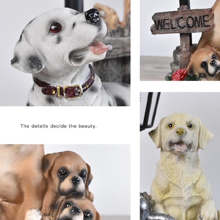 Realistic Resin Dog Garden Decoration with Solar Lighting Hand Painted Dog Figurine for Porch and Balcony Yard Ornament