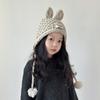 Rabbit Ear Kids Knitted Hat Solid Color Warm Winter Cap Warm Crochet Beanie  Outdoor Winter