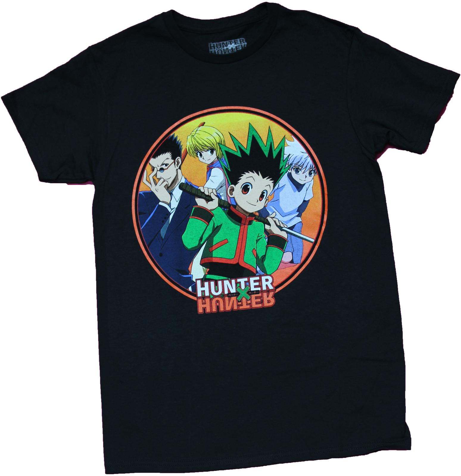 Hunter X Hunter New Adult T-Shirt - Group in Sun Circle Over Logo M