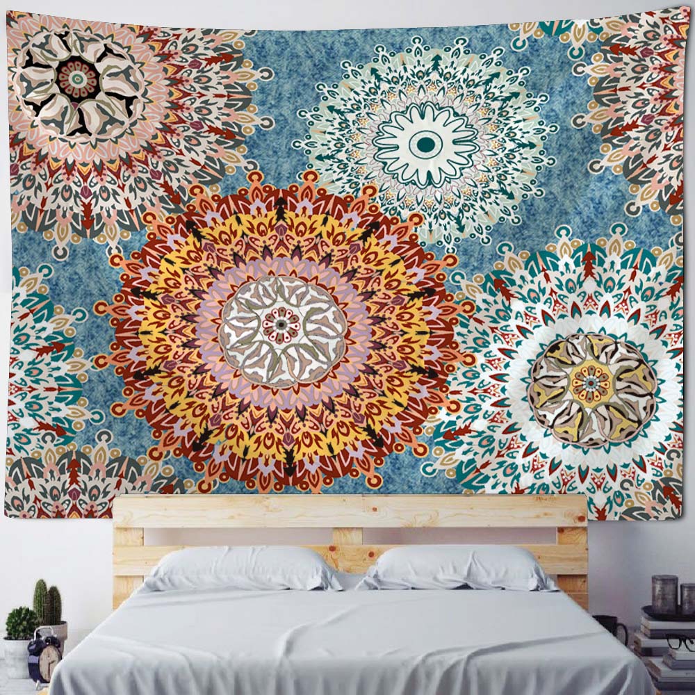 Psychedelic mandala tapestry geometric fractal kaleidoscope art wall hanging cloth hippie bohemian home decoration bed sheet
