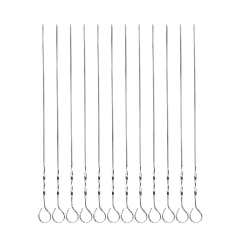 Stainless Steel Barbecue Skewers Household Round Flat Lamb Skewers Barbecue Skewers Outdoor Barbecue Tools