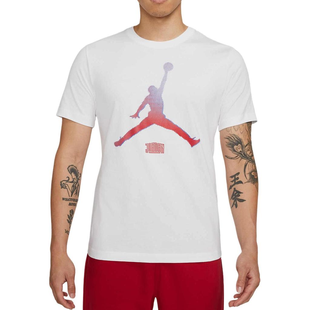 Jordan T Shirts Men's White Crew Neck Moderate Straight Fit DO8905-100
