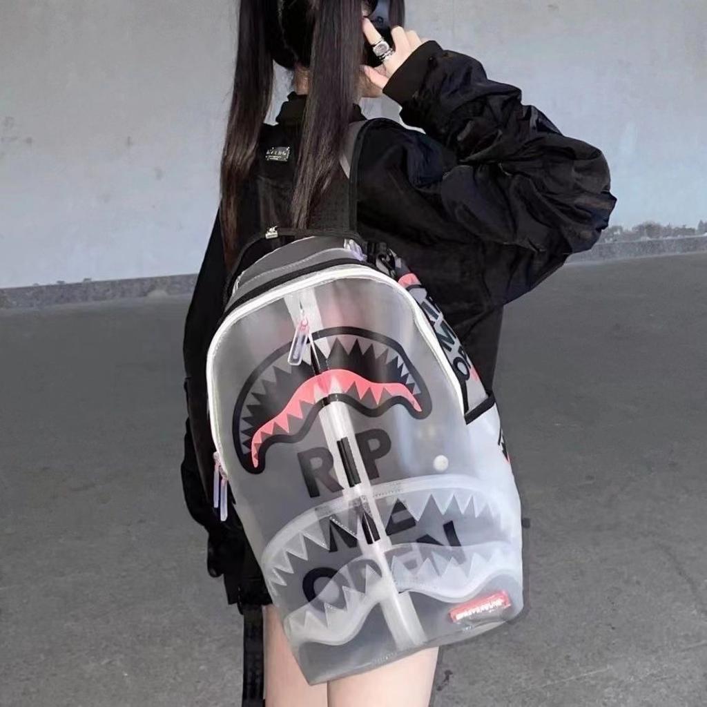 Backpack SG Shark Parody Transparent Large Capacity New Male and Female Trendy Brand Student Leisure Travel Backpack