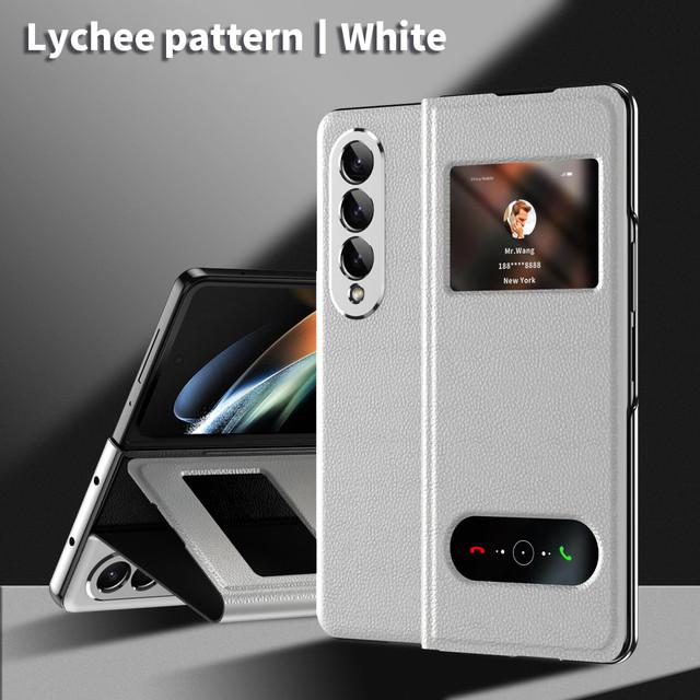 Fall Protection Folding Leather Case For Samsung Galaxy Z Fold4 Fold 4 Fold3 Fold2 Fold 3 2 5g Non -Fingerprint Protective Cover