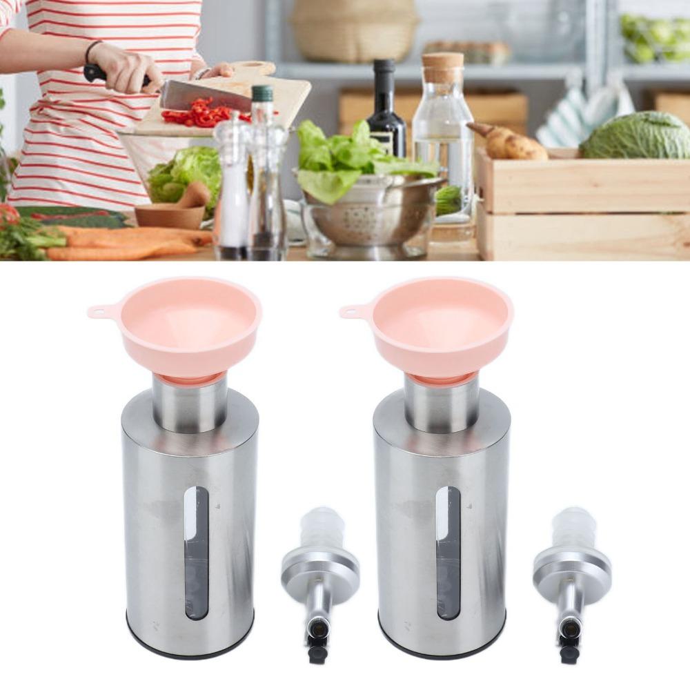 2pcs 190ml/290ml Oil Dispenser Bottle Stainless Steel Vinegar Dispenser Bottle Home Kitchen Use