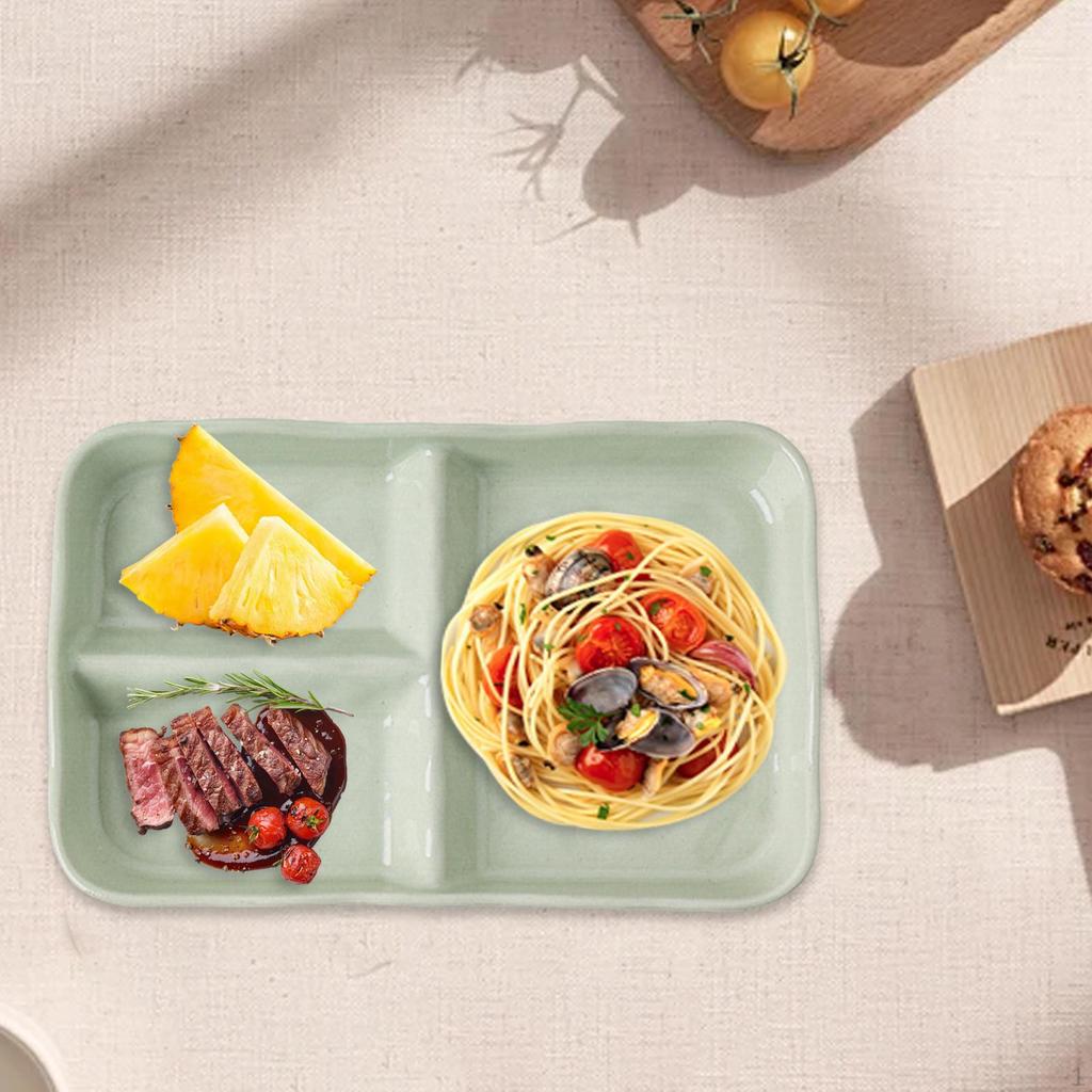 Adult Divided Plate, Ceramic Serving Tray, Practical Non-Slip Kitchen Storage for Controlling