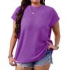 Summer New Plus-size Fashionable Women's Round-neck Solid Color Small Flying Sleeve Short-sleeved T-shirt