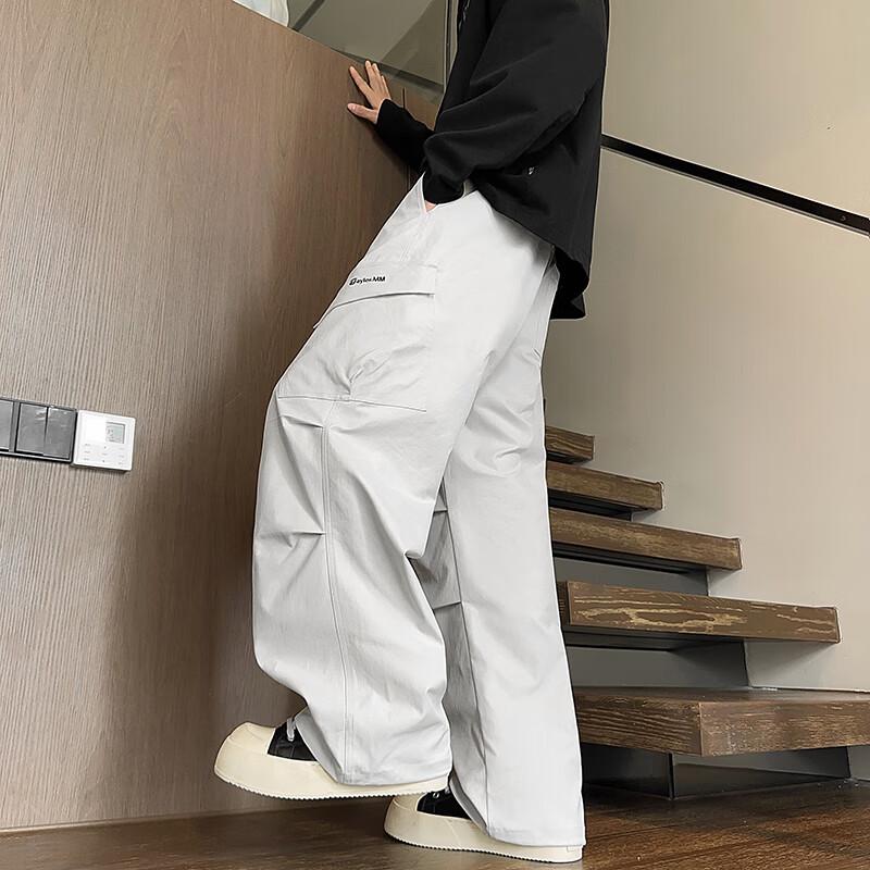 Men's Multi-Pocket Loose Straight-Leg Cargo Parachute Pants