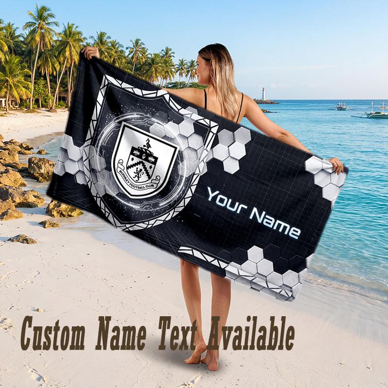 Burnley Football Design Beach Towel Custom Text Large Towel for Beach Vacation