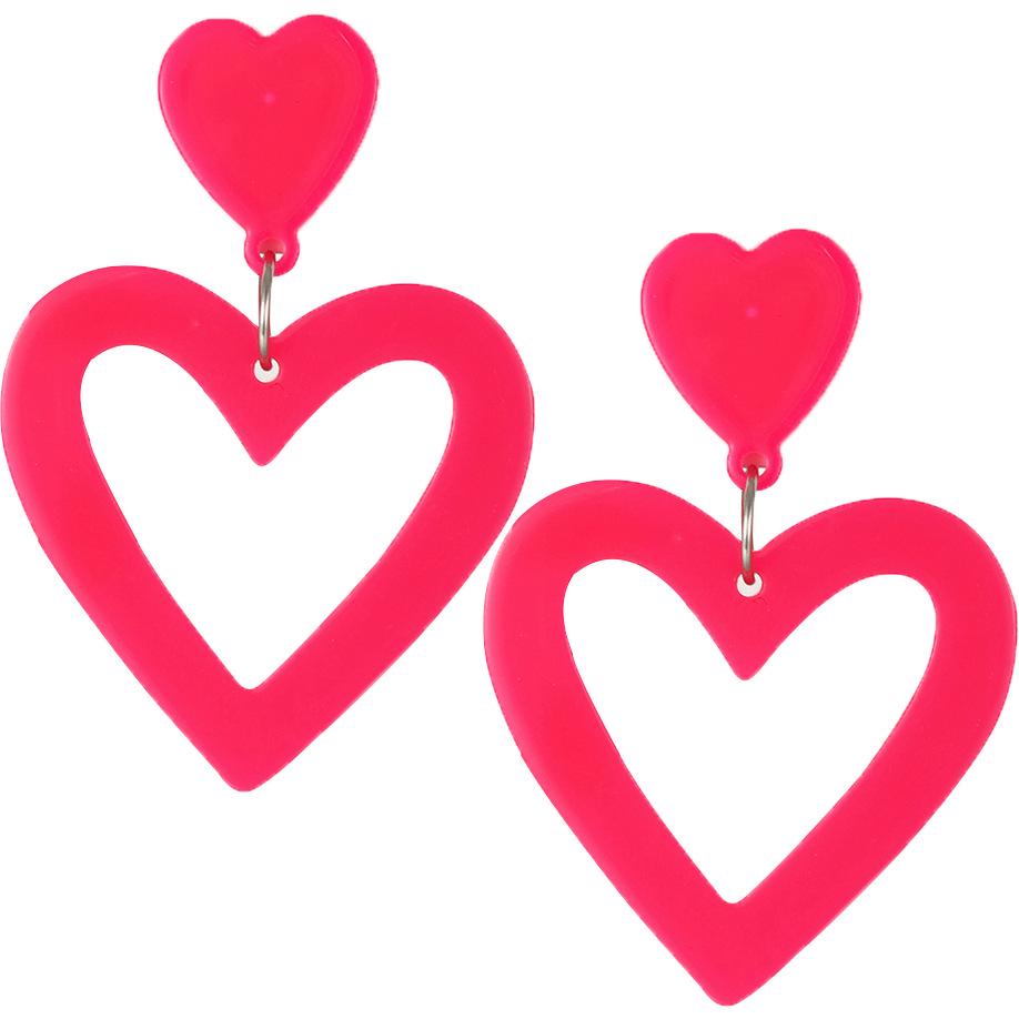 

Серьги с тройным сердцем Барби розового цвета: Акриловый дизайн, вдохновленный дофамином