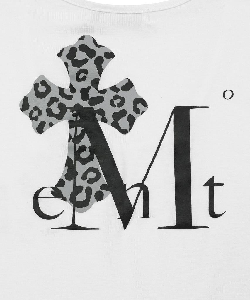 Mucent Sahara Leopard Print Back Logo U-Neck Rolled Short Sleeve T-Shirt (2 Colors)