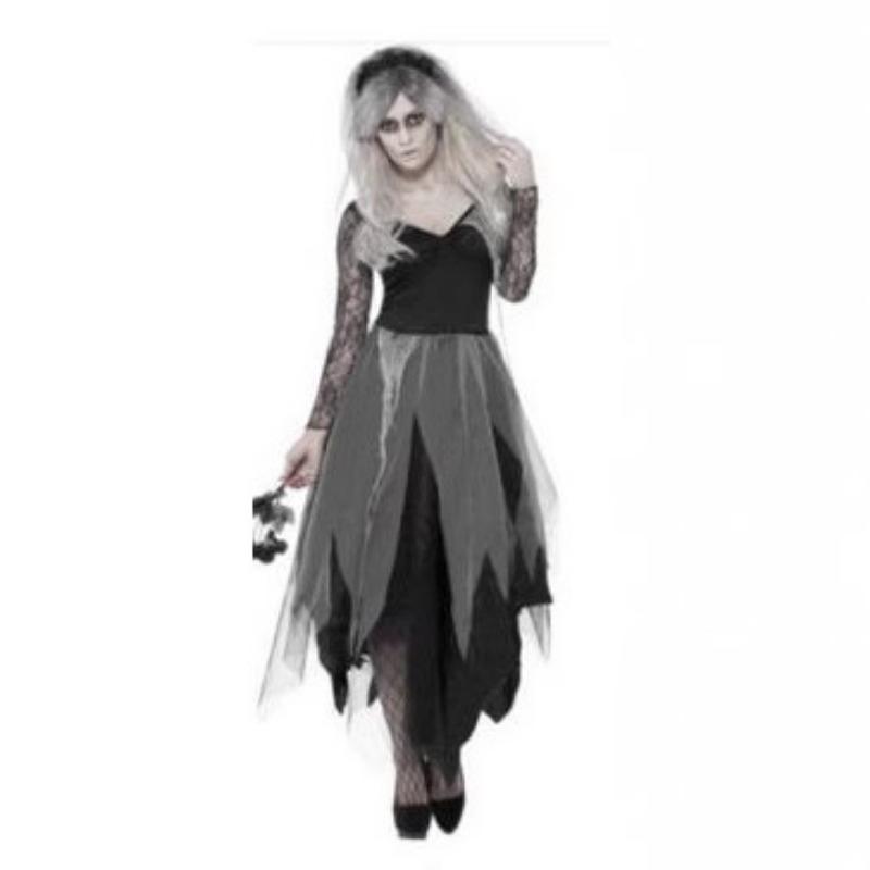 Halloween Adult Black and White Fallen Angel Costume Vampire Demon Party Masquerade Female Performance Costume