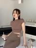 Spice Girl semi-turtleneck short-sleeved T-shirt women's summer design sense slim-fit sexy slim-fit top bottoming shirt