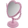 AKOAK Heart-Shaped Cosmetic Mirror - Plastic, Double-Sided, Rotatable, Lightweight - Bathroom & Bedroom Mirror (Pink)