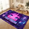 City Cyberpunk Theme Crystal Velvet Floor Rug Personalized Custom Name Text Warm Carpet Home Decoration