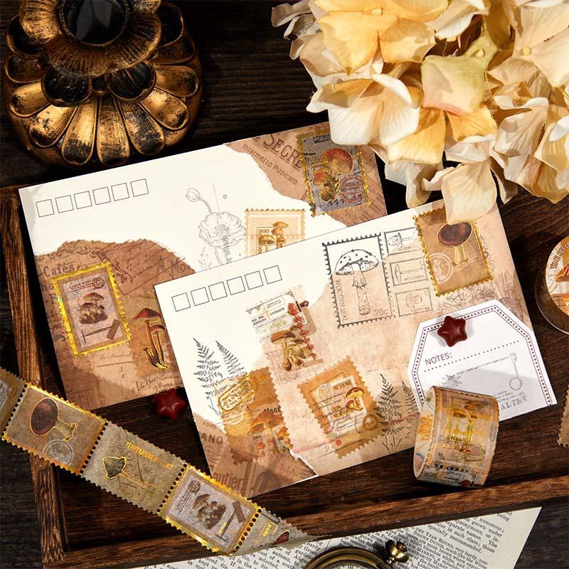 1Roll 2.5x200cm Vintage Gold Foil Stamp Style Tape Stickers Journal Scrapbook Decor Supplies Literary Gold Foil Decals