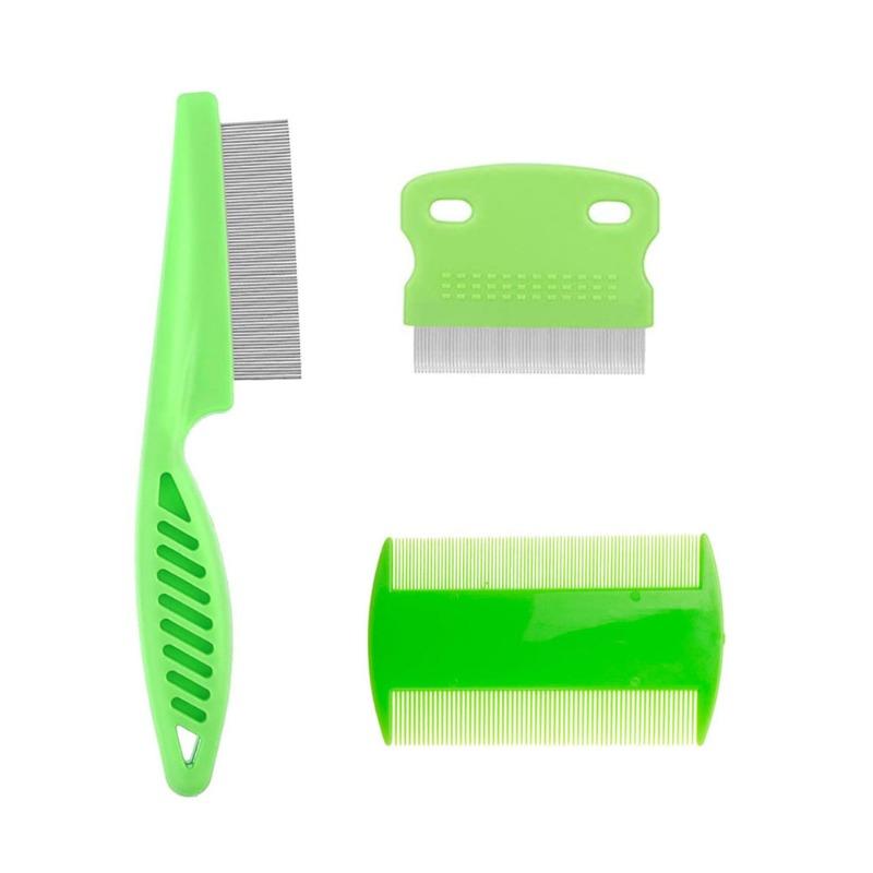 

3-piece Set of Pet Lice Removal Comb, Flea Comb, Fine-toothed Needle Comb, Lice Removal Comb and Tick Hook Combination Set Small comb set зелёный