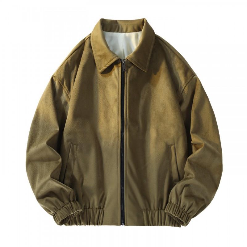 Unisex Corduroy Jacket Men Women Casual Loose Fit Windcheater With Hood Zipper Front