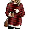Women's Fashion Flannel Round Neck Two-Piece Striped Print Top with Spliced Design