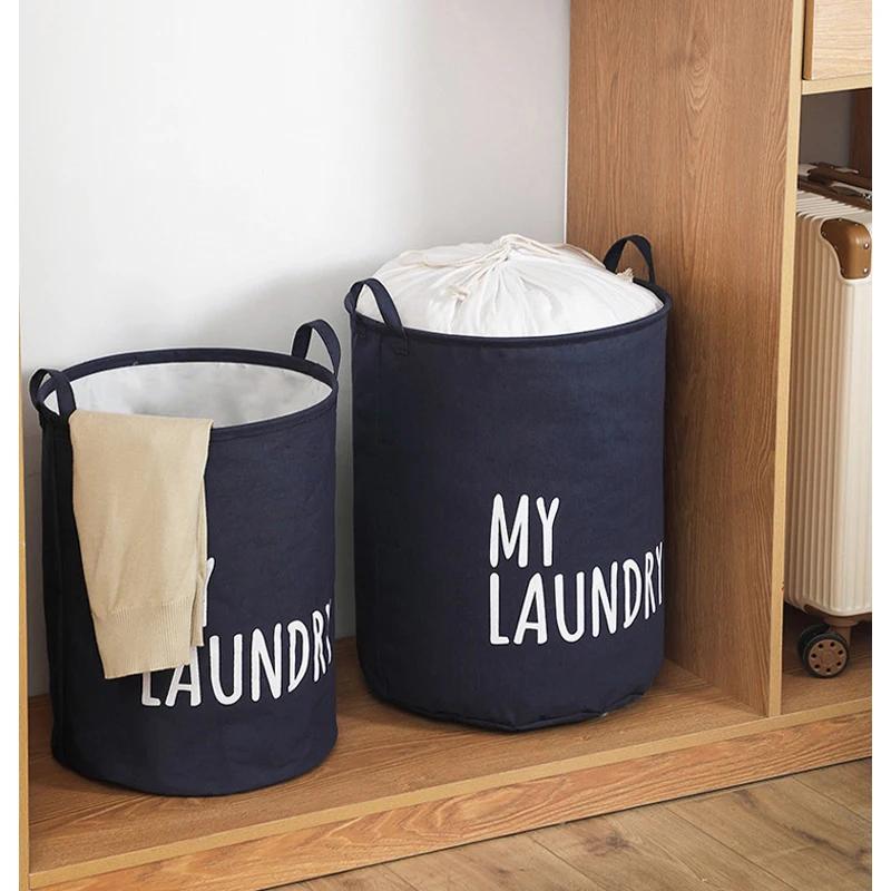 Foldable Drawstring Laundry Basket Large Capacity Waterproof Clothes Storage Basket for Home Bathroom Children's Toy Organizer