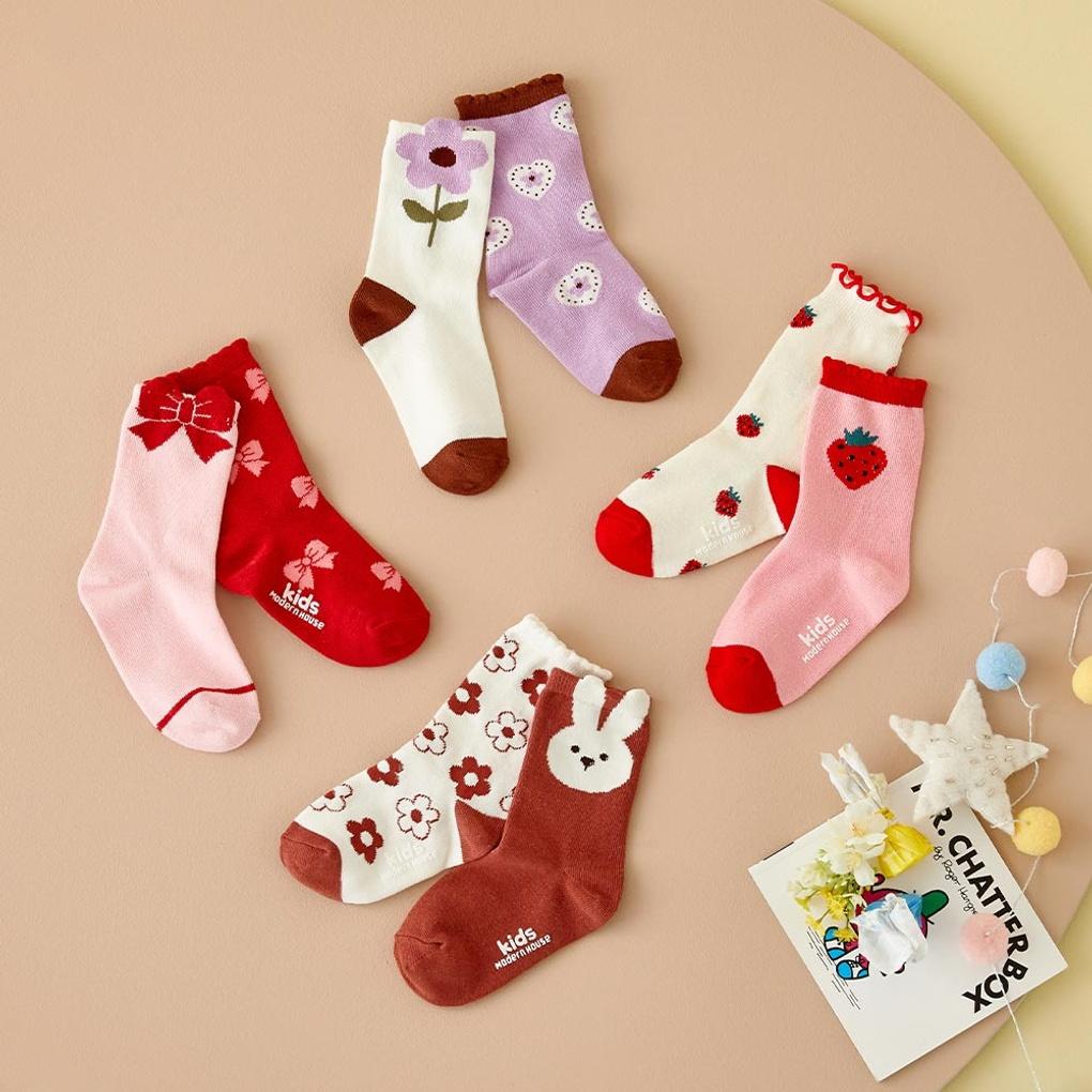 Daisy Flower Socks 2P SET 4-7Y Purple Ivory_CZ8124101