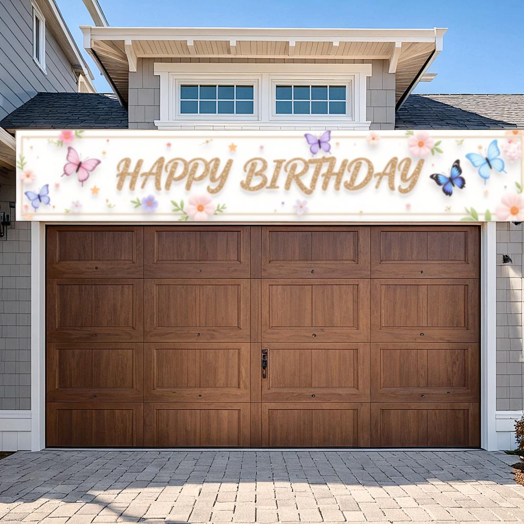 Lightweight Material  Banner  Butterfly Theme Banner  Birthday Decoration for Indoor Decoration Birthday Party