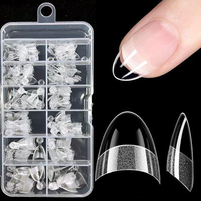 240 Stück halb abgedeckte, mandelförmige, vorgefeilte Nagelspitzen, halb matt, XS, zum Aufdrücken, künstliche Nagelverlängerung für kleine, winzige Nagelbetten, 12 Größen in einer Box