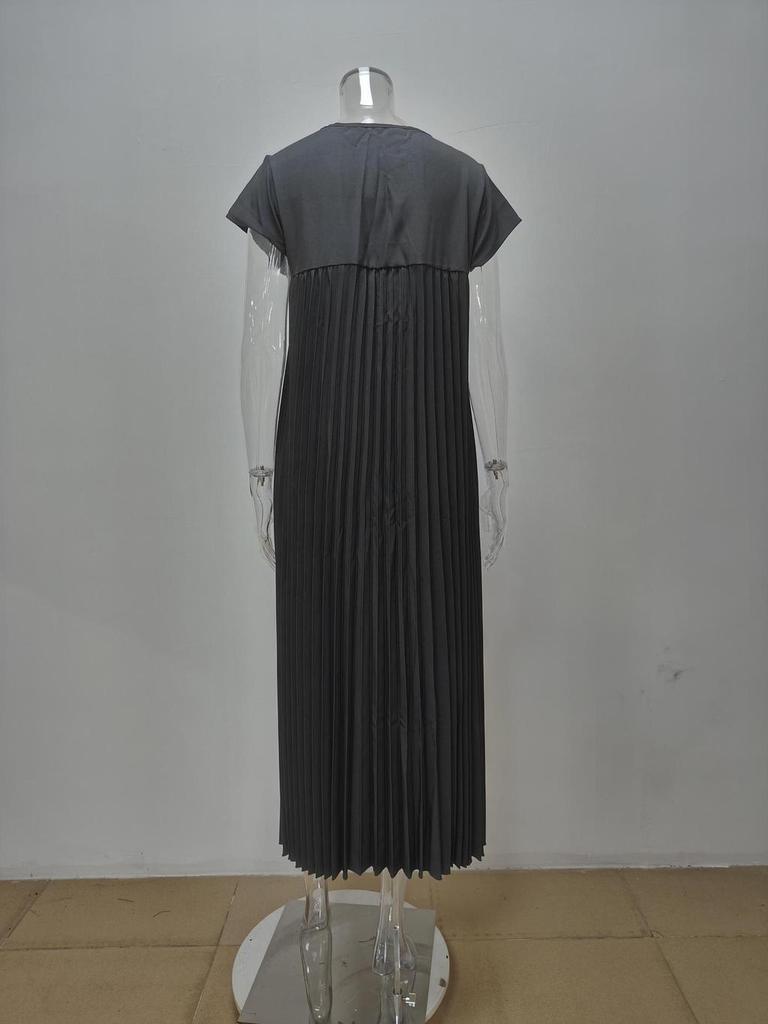 Elegant Fall Maxi Dress With Pleated Design For Womens Office Wear