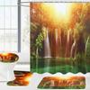 Coastal Beach Scenery 3D Printing Waterproof Shower Curtain Set Pedestal Rug Lid Toilet Cover Mat Bathroom Set With 12 Hooks