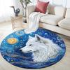 White Wolf Round Area Rug,Carpet Rug for Living Room Bedroom Sofa Playroom Decor,Non-slip Floor Mat