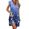 Womens Summer Dress Ruffle Sleeve V Neck Short Dresses Fashion Casual Flowy A Line Swing Sundress With Pocket